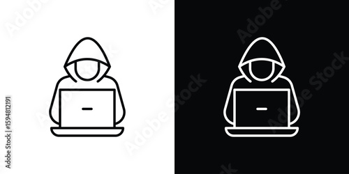 Hacker icon linear icon. Line with editable stroke
