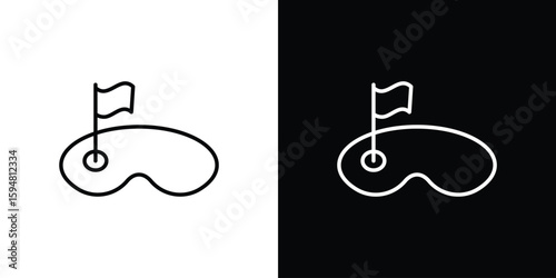 Golf yard icon linear icon. Line with editable stroke