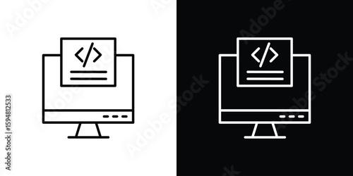 Front end icon linear icon. Line with editable stroke