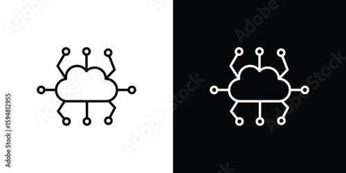edge computing icon linear icon. Line with editable stroke