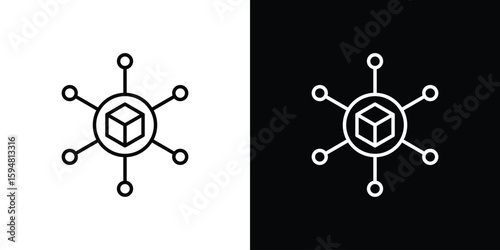 Decentralized icon linear icon. Line with editable stroke