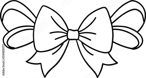Elegant Ribbon Bow: A delicate, hand-drawn illustration of a ribbon bow, exuding timeless charm, perfect for adding a touch of refinement to any creative endeavor.