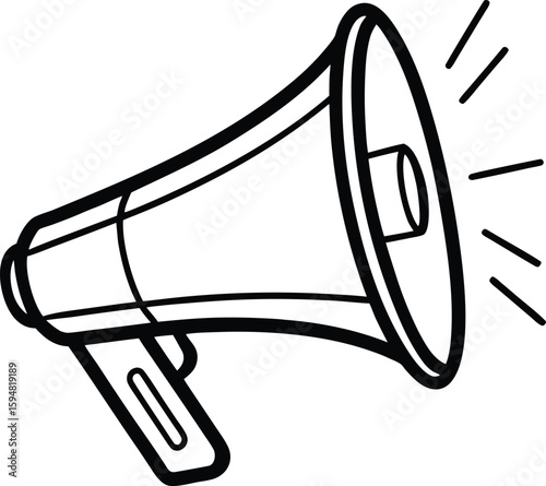 Megaphone Icon: A bold outline of a megaphone, radiating energy and amplifying a message, ideal for conveying announcements and calls to action.
