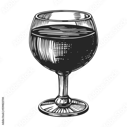 Glass of rioja red wine displayed in artistic sketch, embodying elegance and sophistication. A glass of rioja red wine serves as a timeless symbol of celebration and relaxation,