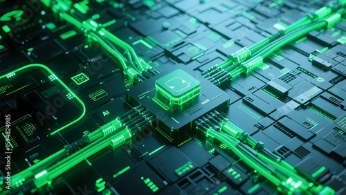 Chip and related circuit structure with technological elements, showcasing technology research and development.
