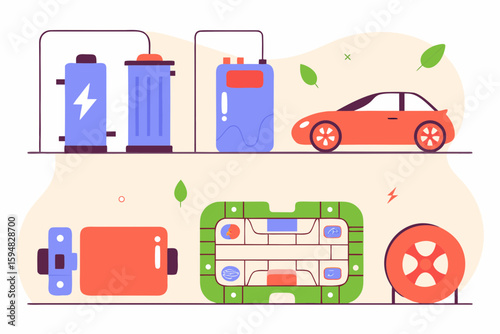 Eco-Friendly Electric Vehicle Illustration Sustainable Energy and Automotive Technology