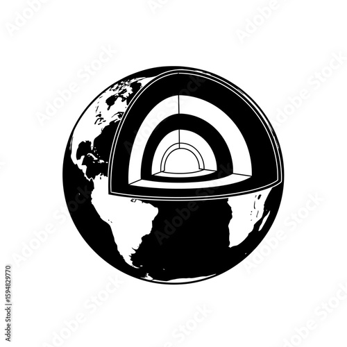 Earths internal structure layers isolated on white background for science