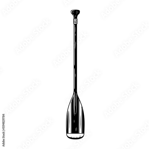 A single canoe paddle isolated on white background for paddling