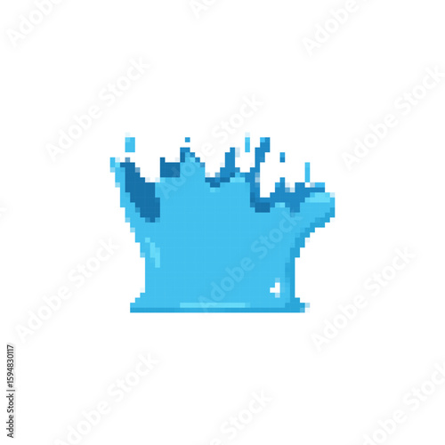 This pixelated icon features a blue splash in a retro mosaic style, capturing vivid expression.