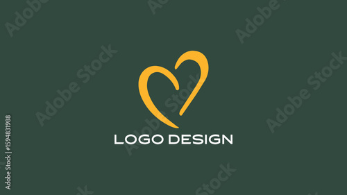 Minimal abstract heart logo for wellness brands, dating apps, or non-profit organizations

