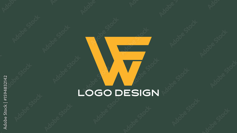 Naklejka premium WF modern monogram logo in angular style ideal for software startups, design firms, or tech services