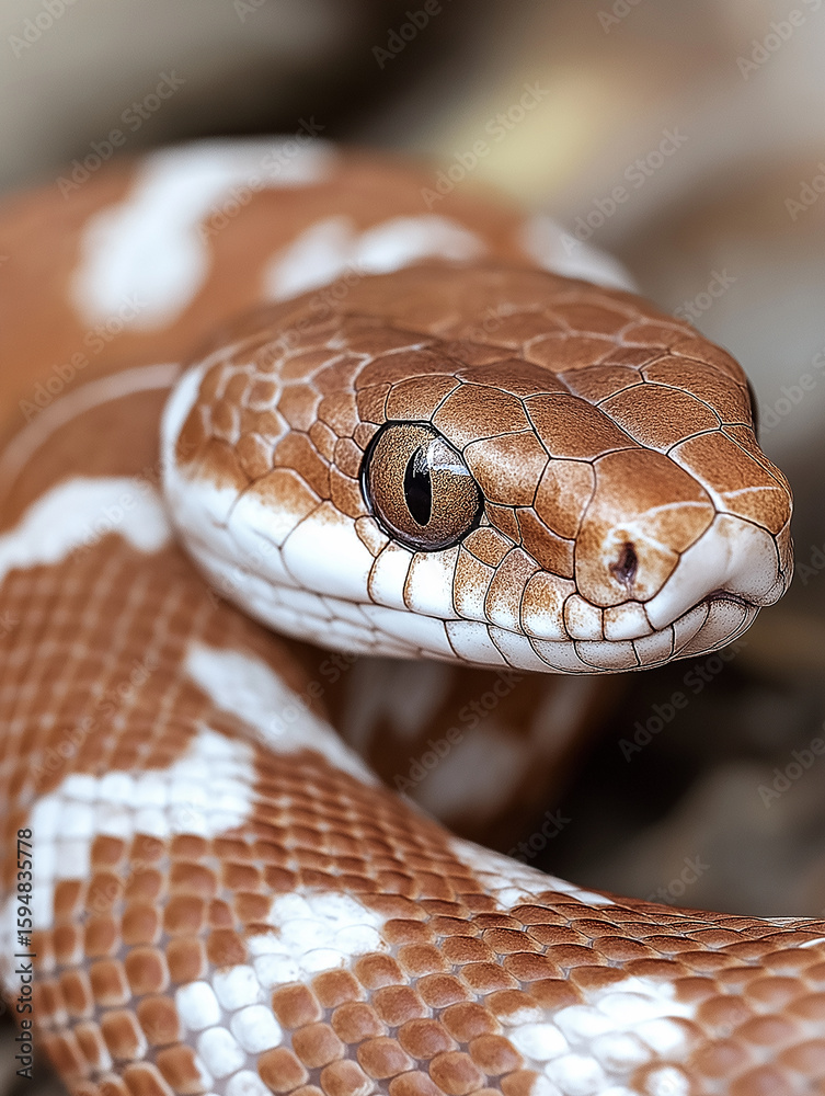 Obraz premium Closeup of a snake reptile with distinct scales in nature demonstrating unique pattern