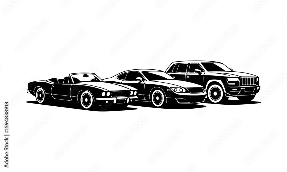 Fototapeta premium Sports Car Silhouette and Vector Photo