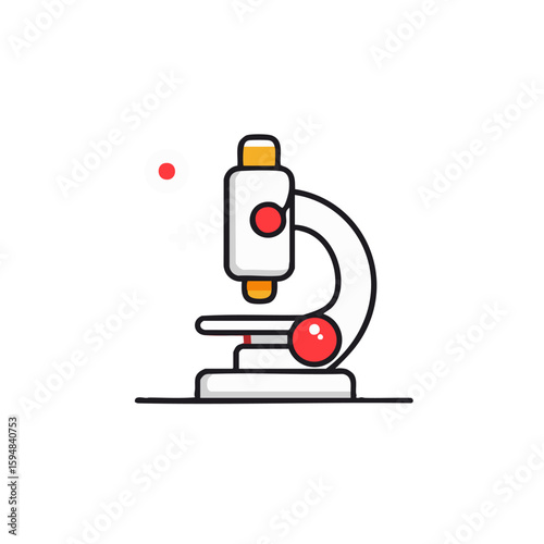 Microscope illustration: medical research, science, laboratory equipment, healthcare icon vector icon 