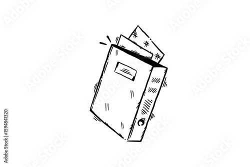 paper folder document, hand drawn vector illustration