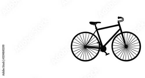 Simple black silhouette of a bicycle on a white background