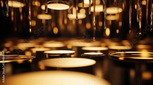 Golden, circular, abstract display