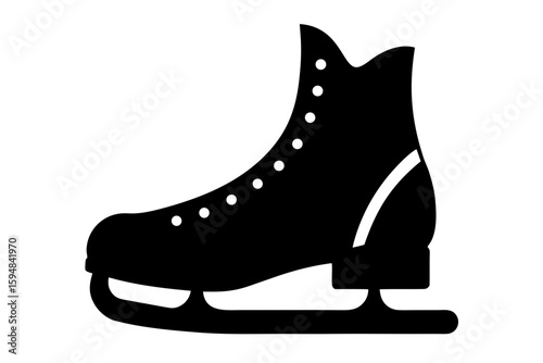Elegant ice skate in black and white silhouette vector illustration
