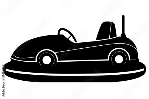 Classic bumper car amusement ride black silhouette vector illustration