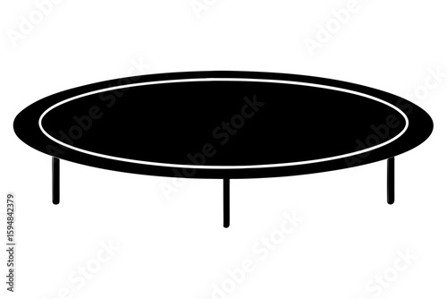 Simple black trampoline with legs silhouette vector illustration