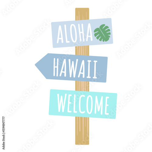 ハワイ　矢印看板　イラスト