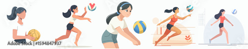 vector of a woman playing volleyball