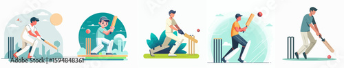 vector of a male playing cricket