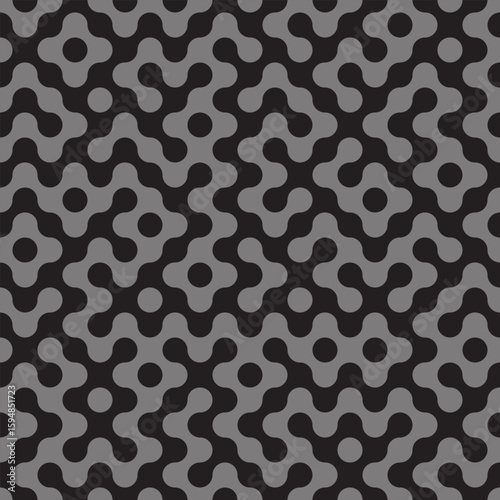 Seamless blobs maze labyrinth pattern in grey colors vector template