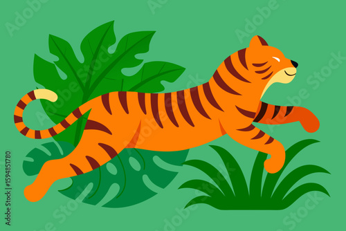 Tiger Mid Pounce in Leafy Jungle Floor