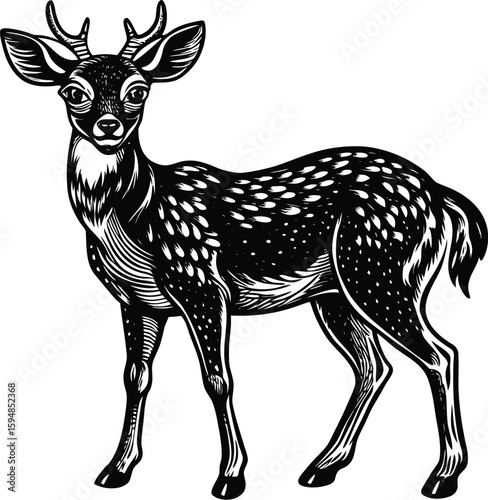 Elegant Roe Deer Illustration Detailed Vector Design with CMYK Colors and Classic Fonts