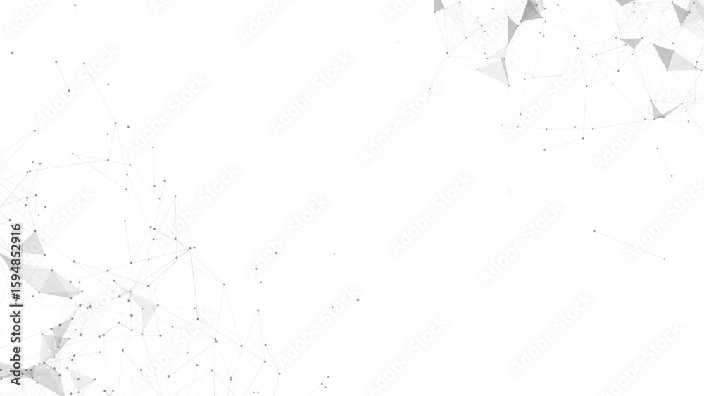 White digital mesh connection background. Abstract lowpoly polygon network structure. Futuristic minimal tech wireframe layout with nodes.
