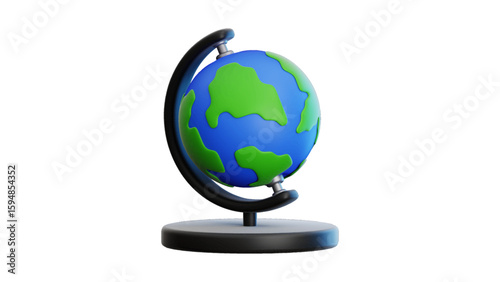 Stylized Classroom Globe on Rotating Stand – Educational Geography vector Thumbnail