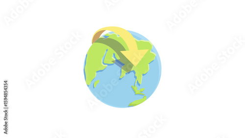 Airplane Flying Around Stylized Globe – Travel and Connectivity Editorial vector