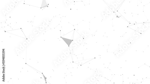 Minimal digital abstract mesh background. Futuristic polygon connection dots structure. Clean white technology wireframe pattern design.
