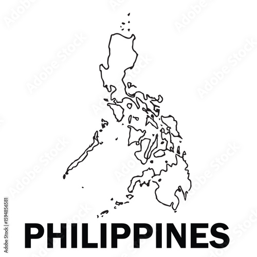 Vector map of the Philippines in minimalist design, using black outlines and white background to create a simple yet striking visual effect.