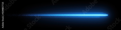 Billede på lærred Moving blue light streak ray, light flare - 3d rendering