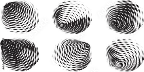 Set of hand drawn dots. Circle, spiral, ball elements scribble dots brush hand drawn sketch design. Halftone abstract circles, vector illustration style.