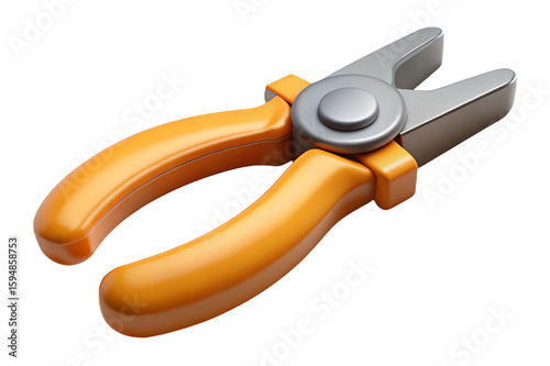 A detailed illustration of a pair of orange handled pliers isolated on transparent background