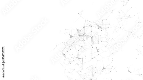 Futuristic abstract polygon mesh background. Minimal white tech wireframe network. Digital connection structure with smooth dot and line pattern.
