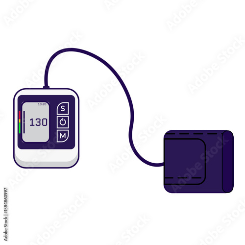 Tonometer and pulse monitor with digital manometer, vector, medical device, healthcare, blood pressure