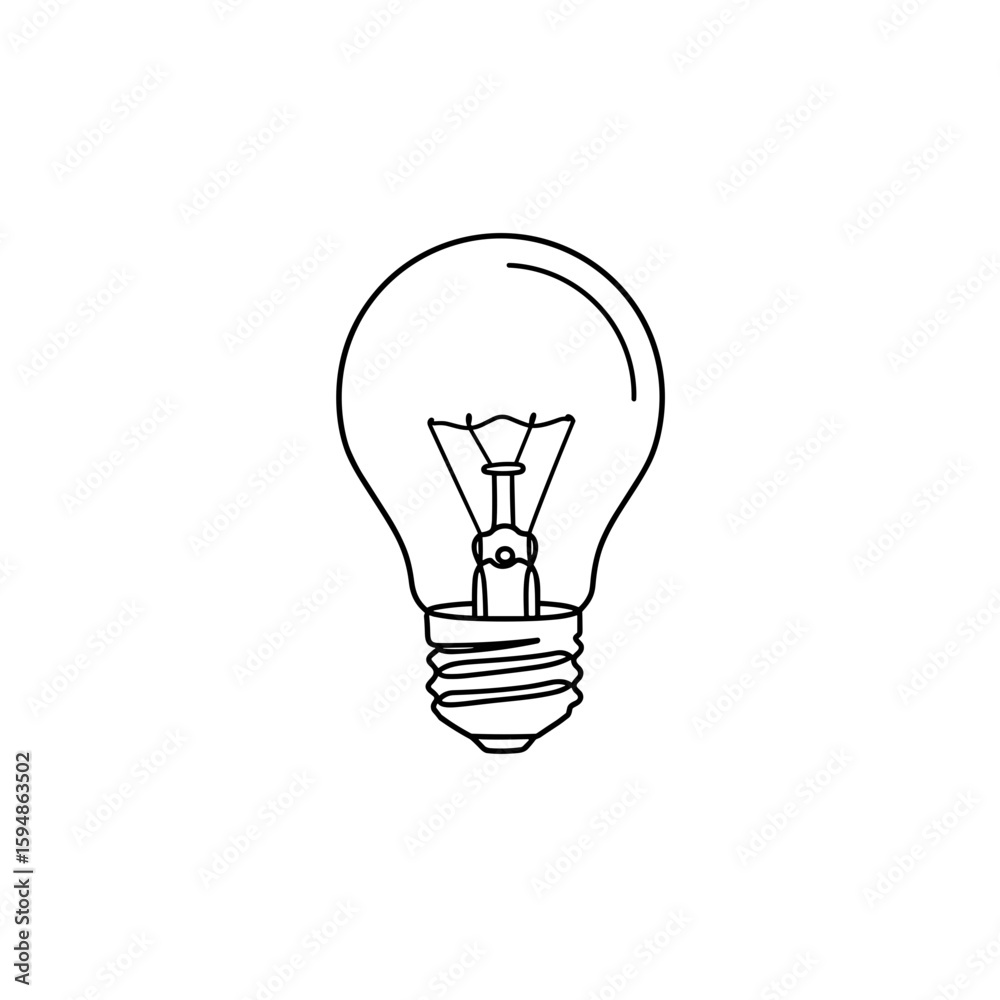 Vector outline icon of light bulb representing idea or learning Vector outline icon of light bulb representing idea or learning