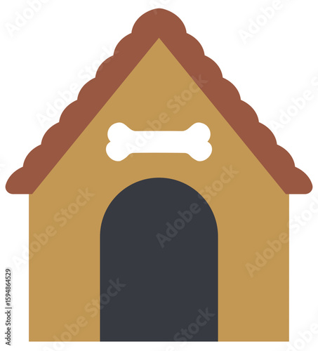 Dog kennel with bone pattern
Dog House for Pet.
Dog house flat stock vector illustration.
Dog house icon isolated.
Cute doghouse clipart  in simple shape.
Transparent background.svg.