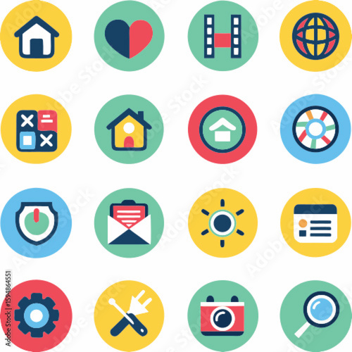  Colorful Flat Design UI Icons