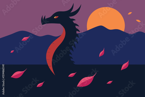 vector illustration of a cat on the beach