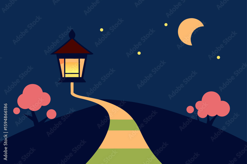 Naklejka premium night landscape with castle