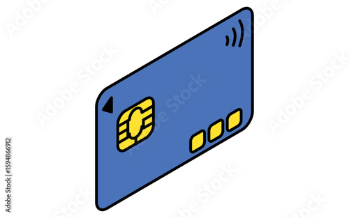 クレジットカードのシンプルな線画アイコン（アイソメトリックイラスト）