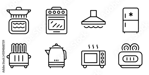 Kitchen appliances icons stove oven