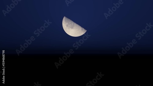 crescent moon illuminates a deep blue night sky with faint stars and subtle horizon. Ideal for space, dreams, nature themes, or as a background for religious and spiritual content. 
