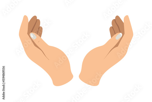 Two open cupped hands reaching upwards against a black background