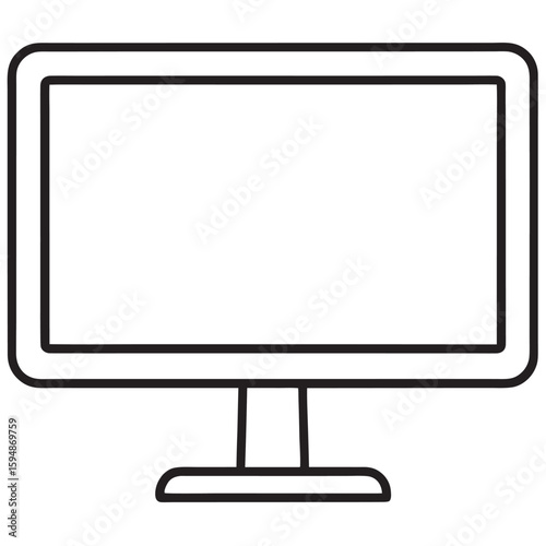 Black outline of a computer monitor on a stand desktop screen
